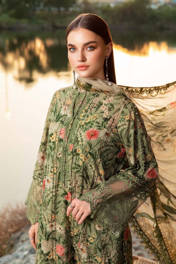3 Piece Unstitched H.S Printed Lawn Suit | H.S-2508-B - Image 3