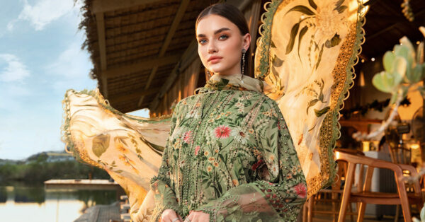 3 Piece Unstitched H.S Printed Lawn Suit | H.S-2508-B - Image 5