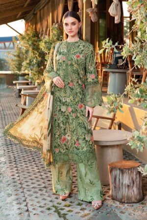 3 Piece Unstitched H.S Printed Lawn Suit | H.S-2508-B