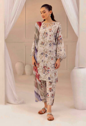 Unstitched 3 Piece Lawn Embroidered | H.S-01-BAR