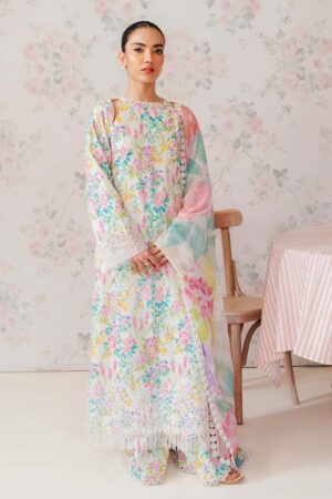 3 Piece Unstitched H.S Printed Schiffli Embroidered Lawn | H.S-2024