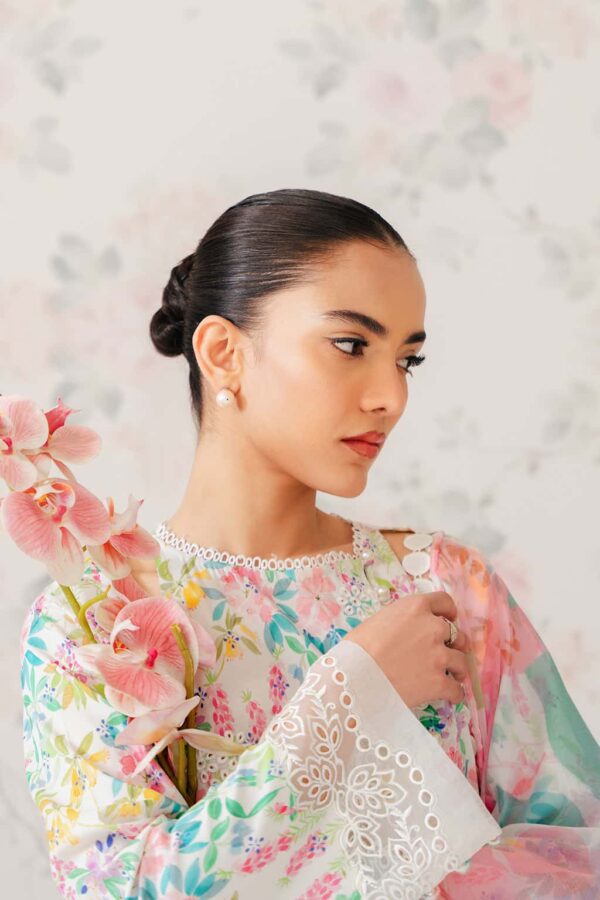 3 Piece Unstitched H.S Printed Schiffli Embroidered Lawn | H.S-2024 - Image 3
