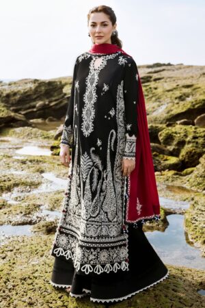 3 Piece Unstitched H.S Embroidered Suit | ZL23-01-A