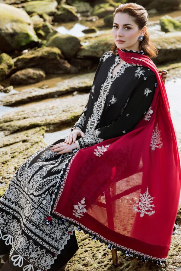 3 Piece Unstitched H.S Embroidered Suit | ZL23-01-A - Image 3