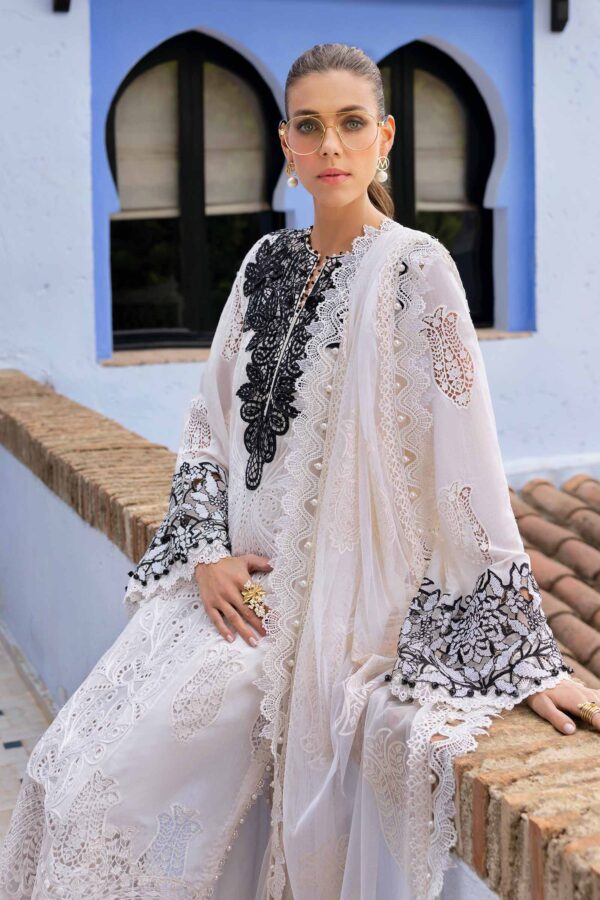 HS Embroidered Paper Cotton Suits Unstitched 3 Piece  | HS-2505-A - Image 4