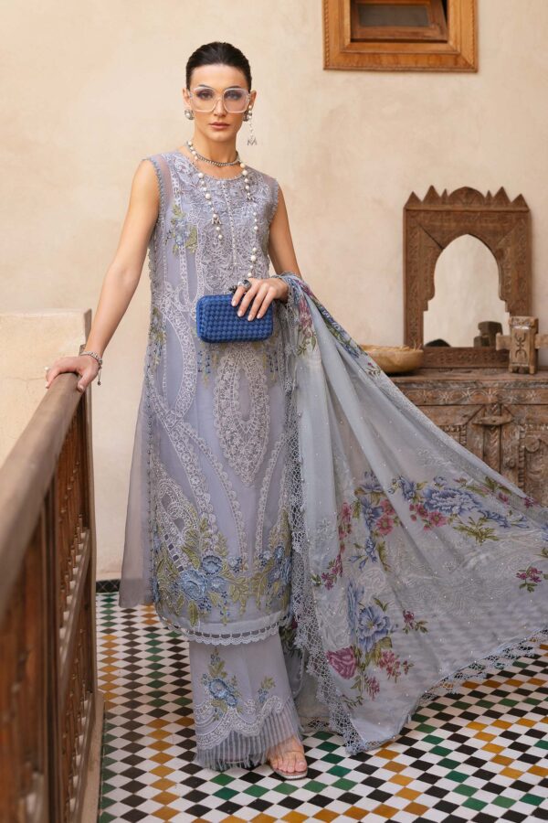 3 Piece Unstitched Embroidered Organza Suit | HS-2509-B