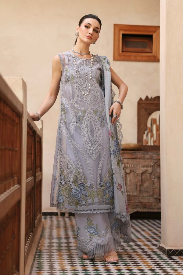 3 Piece Unstitched Embroidered Organza Suit | HS-2509-B - Image 2