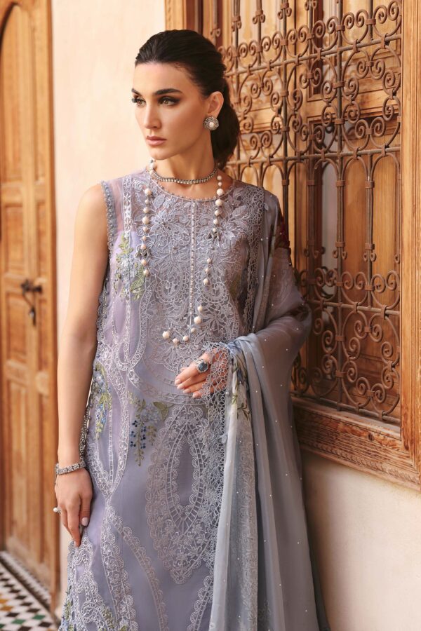3 Piece Unstitched Embroidered Organza Suit | HS-2509-B - Image 4