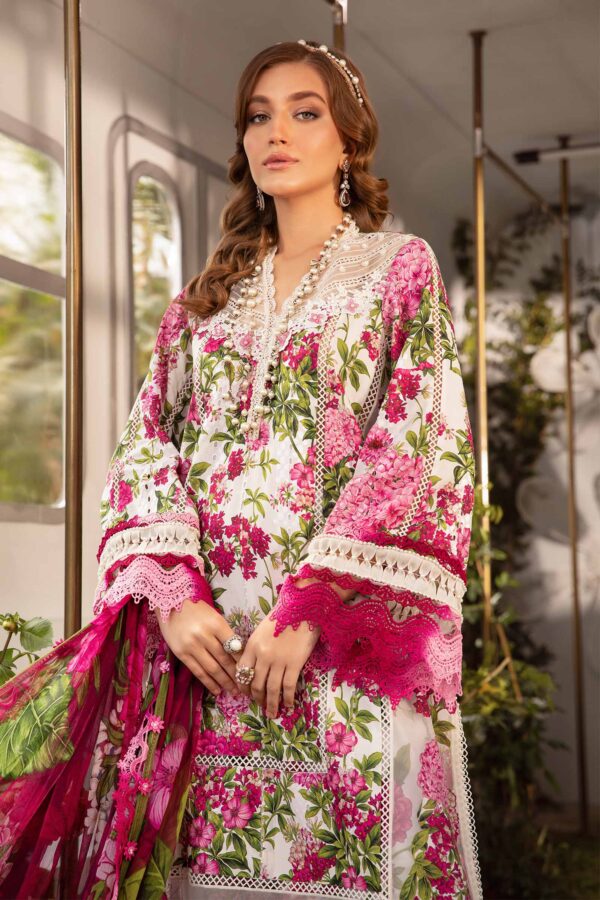3 Piece Unstitched H.S Printed Lawn Suit | H.S-2102-A - Image 2