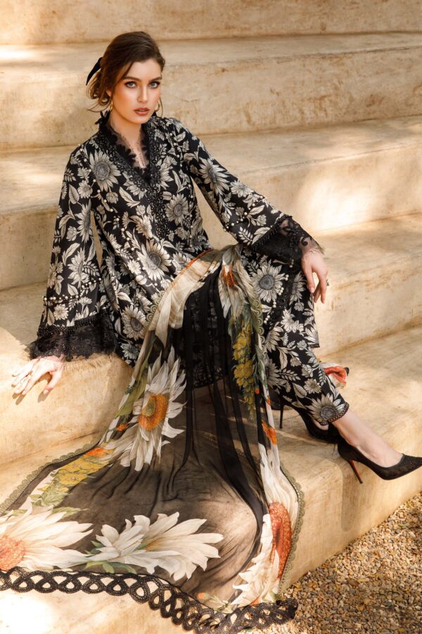 3 Piece Unstitched Printed Lawn Suit  | H.S-1709-B - Image 3