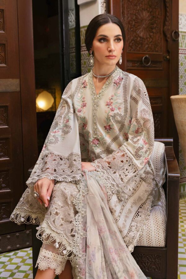 3 Piece Unstitched Embroidered Lawn Suit | HS-2514-B - Image 6