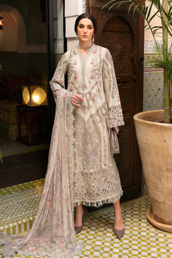 3 Piece Unstitched Embroidered Lawn Suit | HS-2514-B