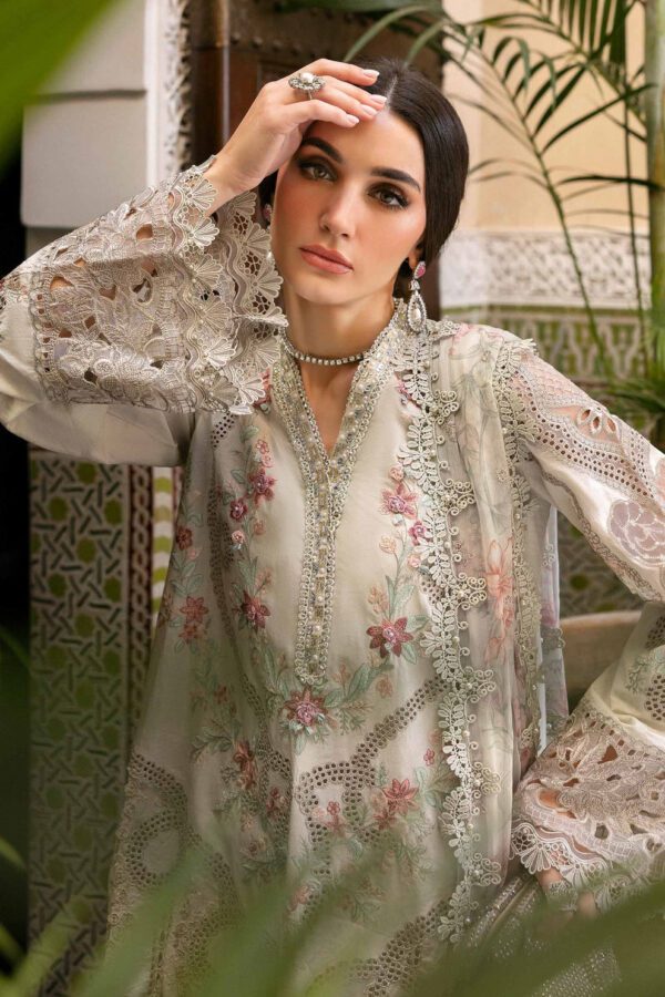 3 Piece Unstitched Embroidered Lawn Suit | HS-2514-B - Image 4