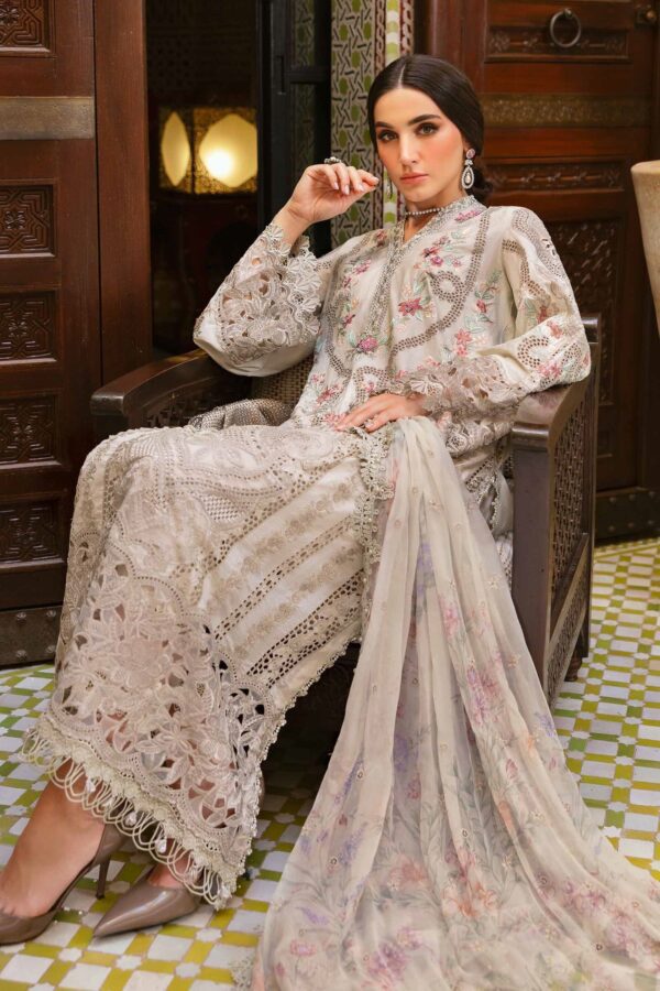 3 Piece Unstitched Embroidered Lawn Suit | HS-2514-B - Image 5