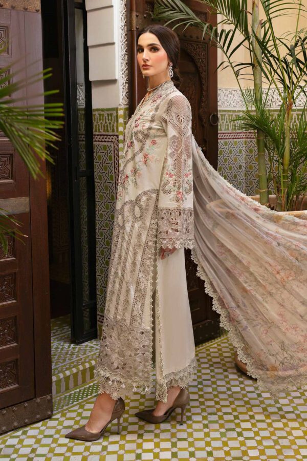 3 Piece Unstitched Embroidered Lawn Suit | HS-2514-B - Image 3