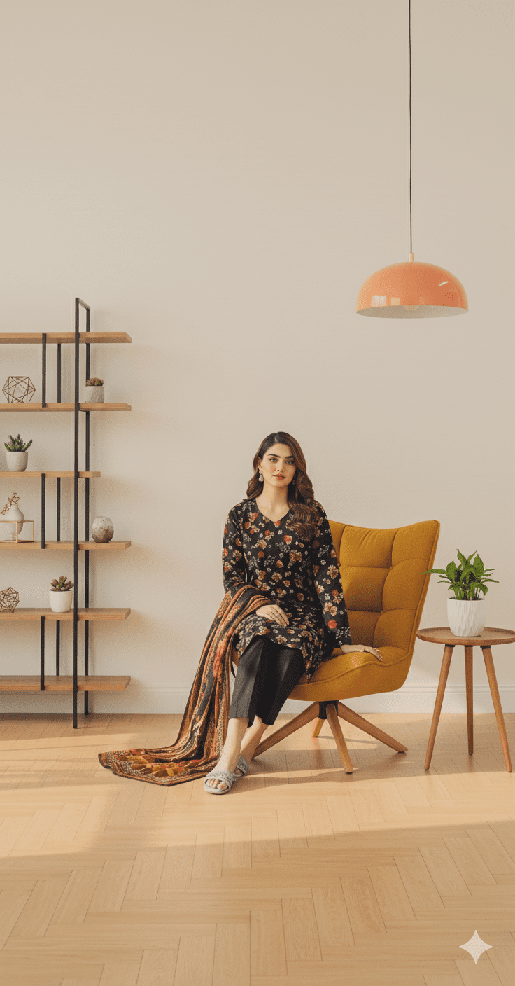 HS Digital Linen Banadora Print 3 Piece Suit with Matching Dupatta H.S-07-L - Image 2