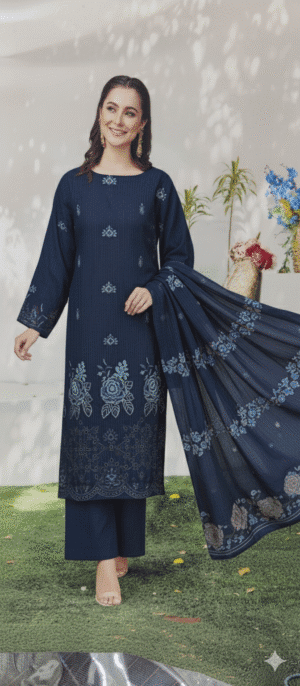 HS Rich Emerald Viscose Opulence with Gold Embroidery 3 piece | H.S-11V