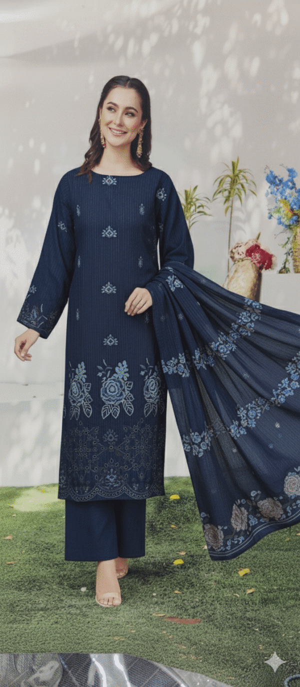 HS Rich Emerald Viscose Opulence with Gold Embroidery 3 piece | H.S-11V