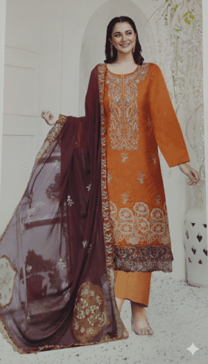 HS  Shine Viscose 3-Piece with Embroidery | H.S-04V