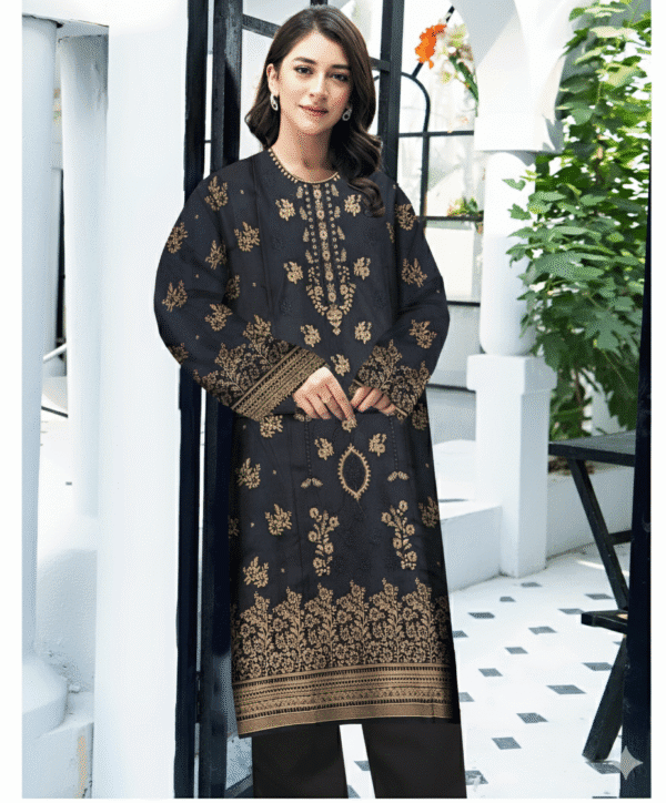 Unstitched Dhanak 3 Piece Embroidery Shirt Printed Dupatta Dyed Trouser | H.S-15D - Image 2