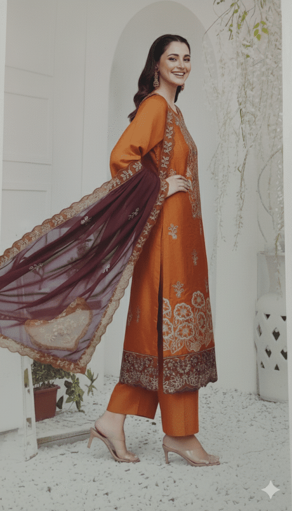 HS  Shine Viscose 3-Piece with Embroidery | H.S-04V - Image 3