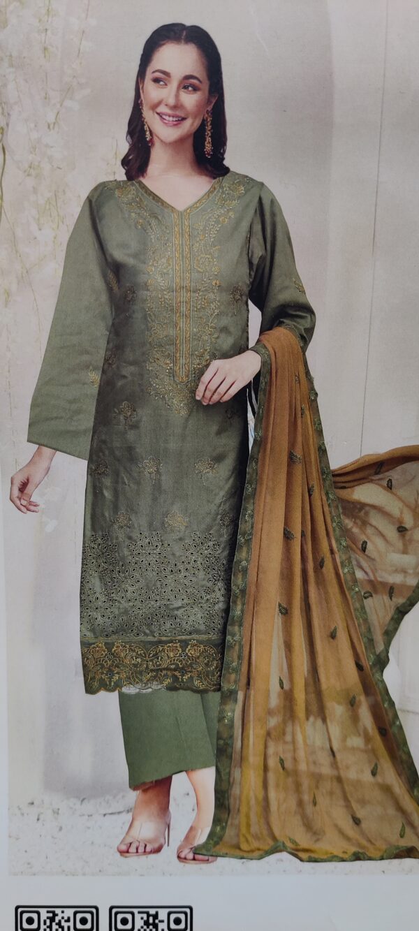 HS Elegant Purple Viscose Ensemble with  Embroidery 3 Piece  | H.S-08V