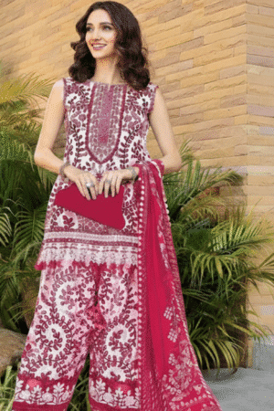HS Pink Blossom Dhanak Grace 3 piece | H.S-13D