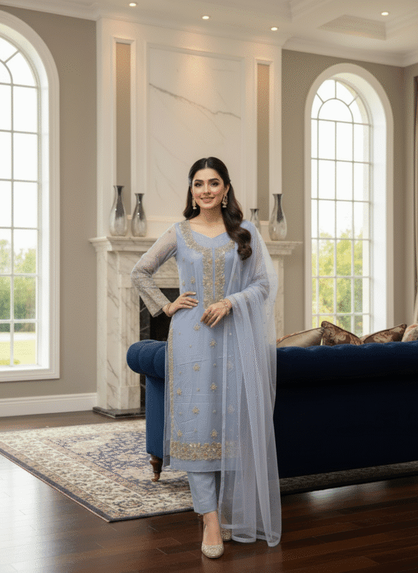 HS Luxury Wedding Handmade Embroidered NetCut Dana  | H.S-30C