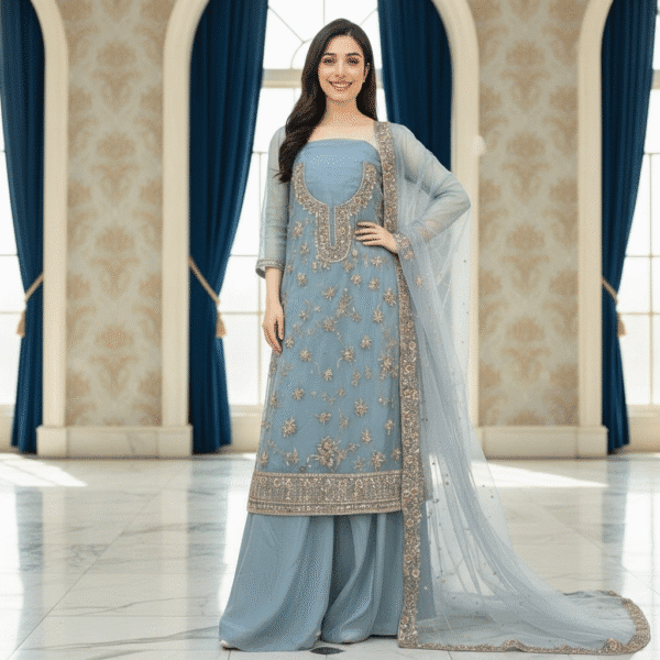 HS Luxury Wedding Handmade Embroidered NetCut Dana  | H.S-30C - Image 8