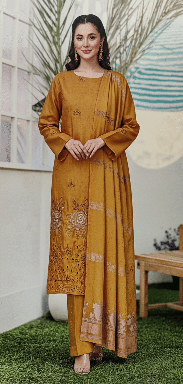 HS Luxurious Shine Viscose 3-Piece with Embroidery | H.S-03V - Image 4