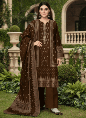 HS Embroidered Dhanak Shirt with Matching Dupatta & Trouser | H.S 01D