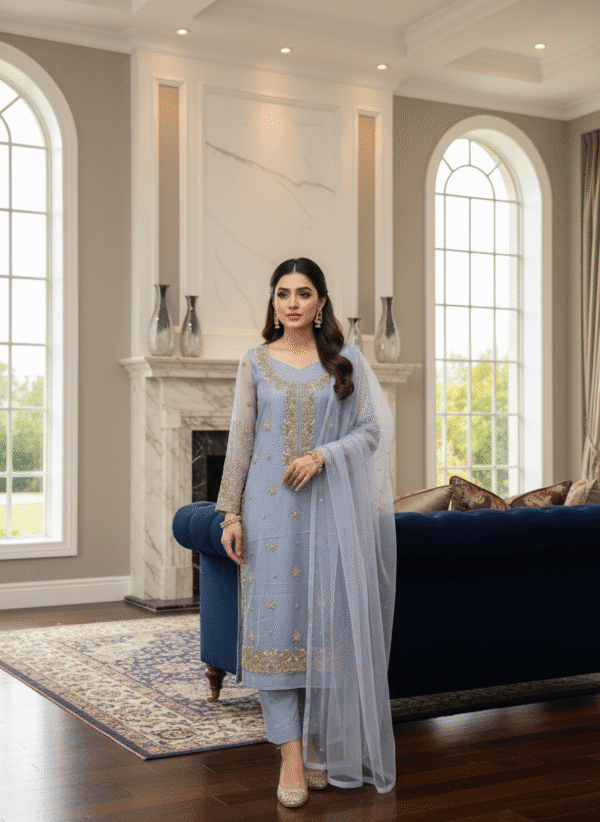 HS Luxury Wedding Handmade Embroidered NetCut Dana  | H.S-30C - Image 9