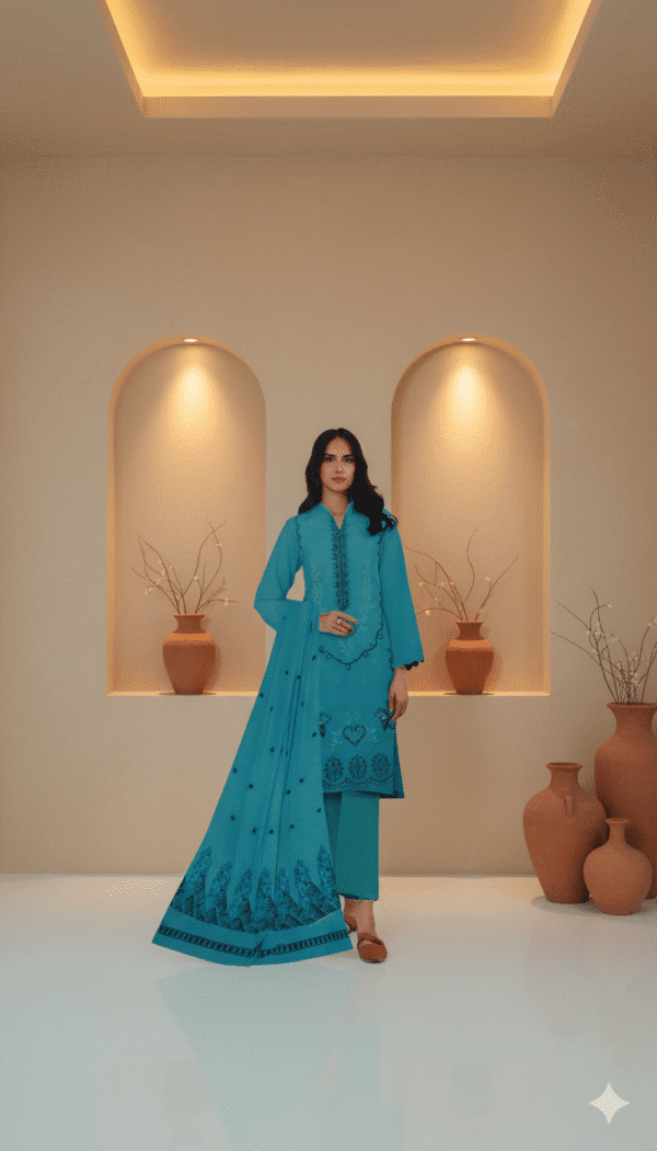 Chmki Dhanak Embrioded Shirt Vlvet  Shawl Chmki Trouser – Terracotta|H.S-27D