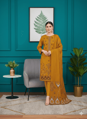 HS Banadora Dhanak – Heavy Embroidery with Fancy Laser Cut Dupatta| H.S-37D