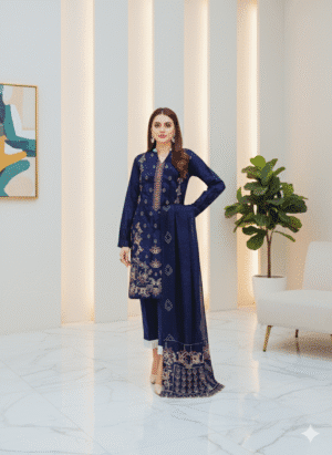 HS Dhanak Heavy Embroided Shirt And Lazer Cut Dupatta| H.S-42D