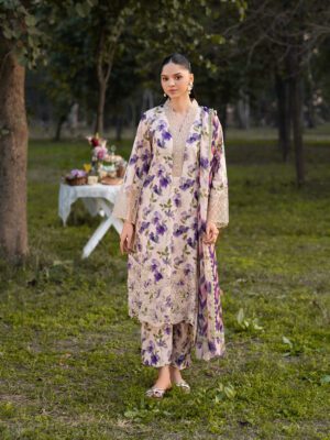 HS Dhanak 3 Piece Unstitched Suit | Embroidered Gala Winter Collection 2025 | H.S-41D