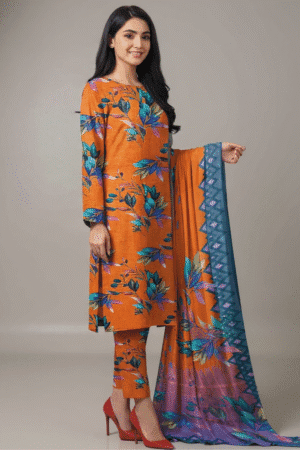 Premium Unstitched Khaddar Suit | Digital Print + Shearling Dupatta | H.S-017K