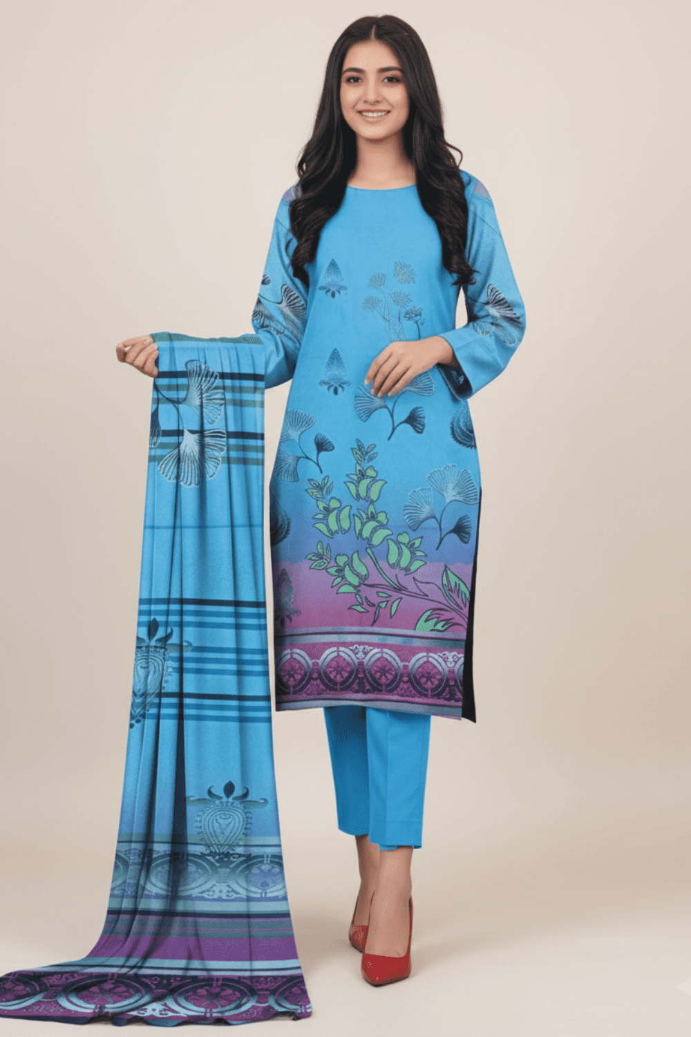 Unstitched Digital Karandi 3-Piece - Bold Print Collection | H.S-R10