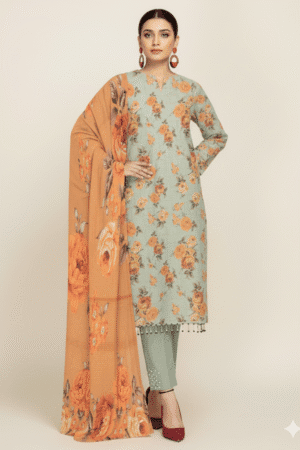 . Unstitched Statement Print Karandi Suit - Tailor Your Elegance| H.S-R11