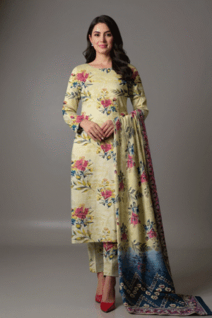 Versatile 3 PC Khaddar Suit | Digital Print & Shearling Dupatta| H.S-013K