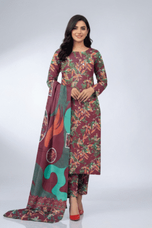3 PC Unstitched Khaddar Digital Print Suit | Shearling Dupatta | H.S-015k
