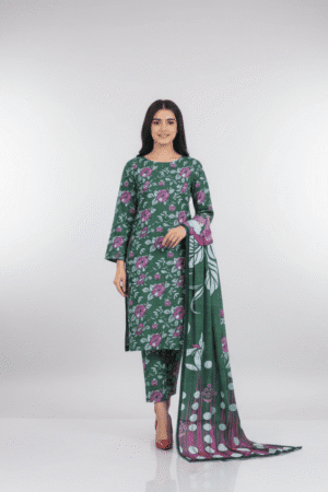 Unstitched Khaddar Digital Suit Set | Complete 3 Piece Fabric | H.S-016K